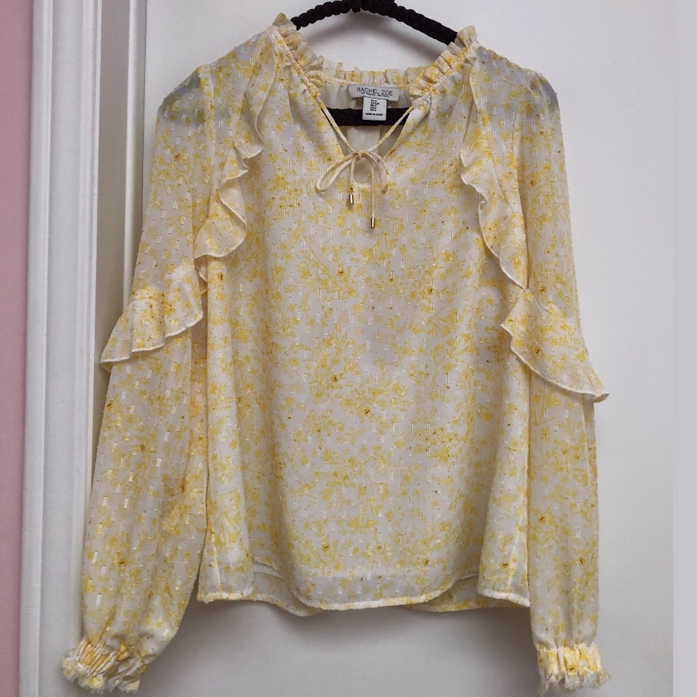 Ruffled Long-Sleeve Blouse sz S